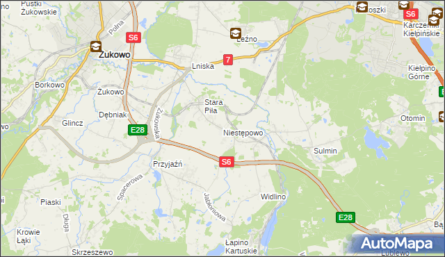 mapa Niestępowo, Niestępowo na mapie Targeo