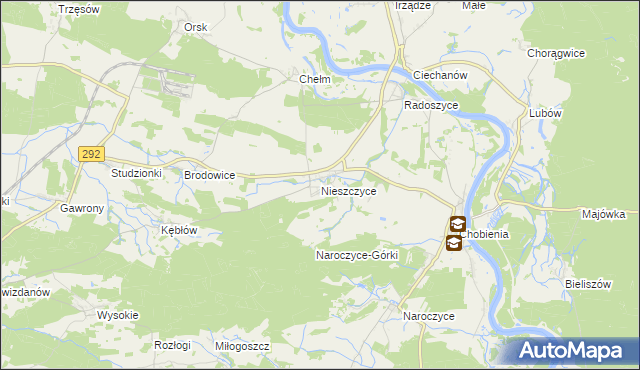 mapa Nieszczyce, Nieszczyce na mapie Targeo