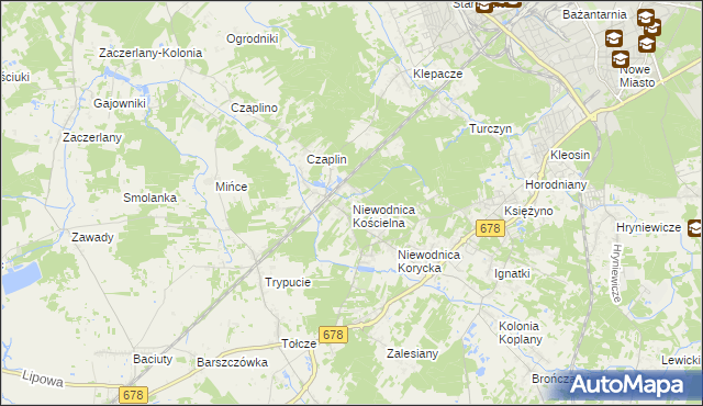 mapa Niewodnica Kościelna, Niewodnica Kościelna na mapie Targeo