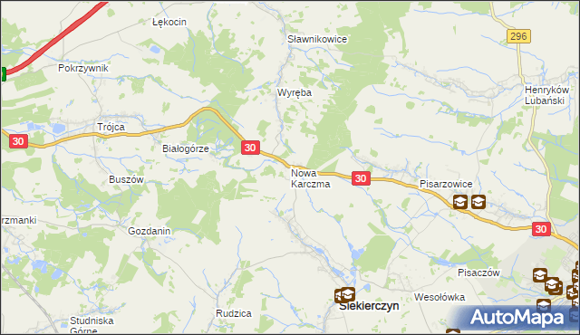 mapa Nowa Karczma gmina Siekierczyn, Nowa Karczma gmina Siekierczyn na mapie Targeo