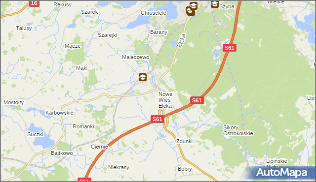 mapa Nowa Wieś Ełcka, Nowa Wieś Ełcka na mapie Targeo