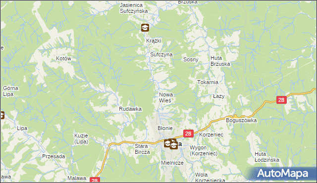 mapa Nowa Wieś gmina Bircza, Nowa Wieś gmina Bircza na mapie Targeo