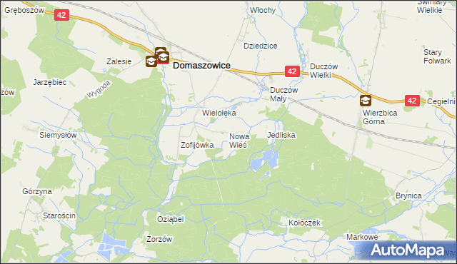 mapa Nowa Wieś gmina Domaszowice, Nowa Wieś gmina Domaszowice na mapie Targeo