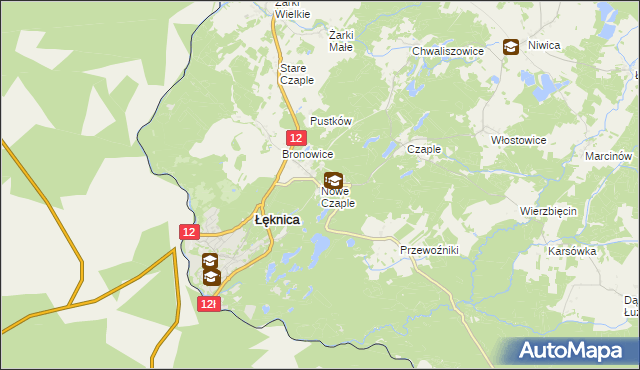 mapa Nowe Czaple gmina Trzebiel, Nowe Czaple gmina Trzebiel na mapie Targeo