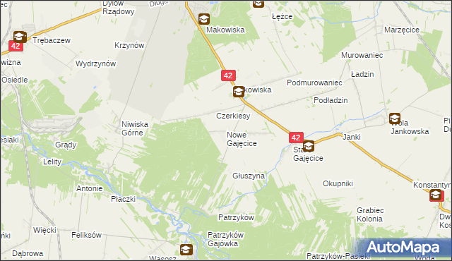 mapa Nowe Gajęcice, Nowe Gajęcice na mapie Targeo