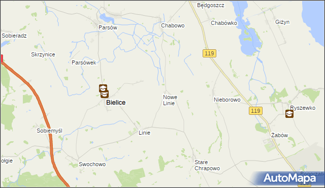 mapa Nowe Linie, Nowe Linie na mapie Targeo