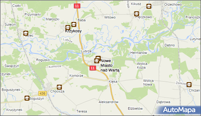 mapa Nowe Miasto nad Wartą, Nowe Miasto nad Wartą na mapie Targeo