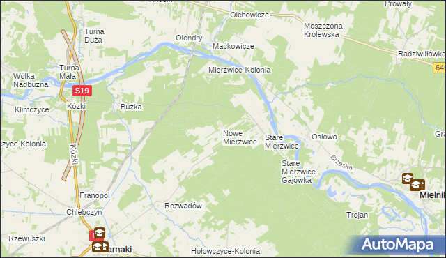 mapa Nowe Mierzwice, Nowe Mierzwice na mapie Targeo