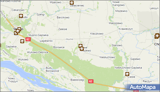 mapa Nowe Miszewo, Nowe Miszewo na mapie Targeo