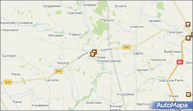 mapa Nowe Proboszczewice, Nowe Proboszczewice na mapie Targeo