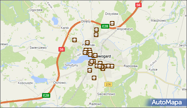 mapa Nowogard, Nowogard na mapie Targeo