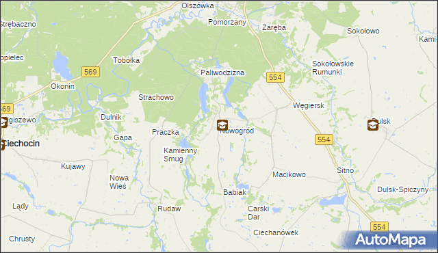 mapa Nowogród gmina Golub-Dobrzyń, Nowogród gmina Golub-Dobrzyń na mapie Targeo