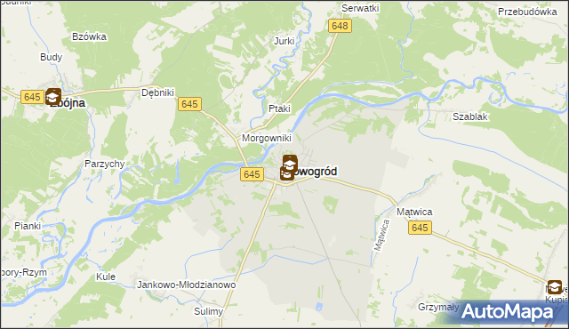 mapa Nowogród powiat łomżyński, Nowogród powiat łomżyński na mapie Targeo