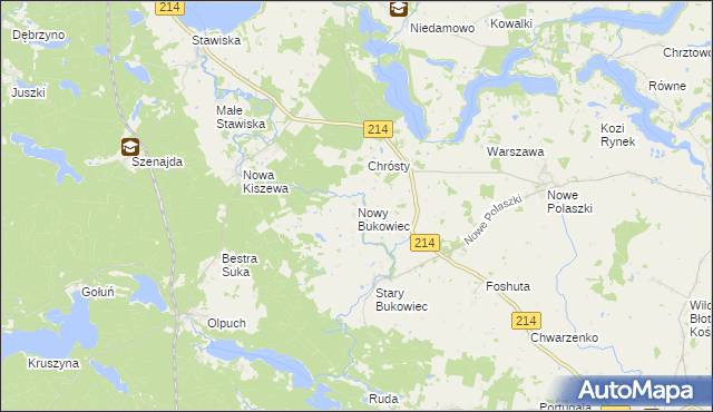 mapa Nowy Bukowiec gmina Stara Kiszewa, Nowy Bukowiec gmina Stara Kiszewa na mapie Targeo