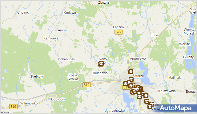 mapa Nowy Dwór gmina Morąg, Nowy Dwór gmina Morąg na mapie Targeo