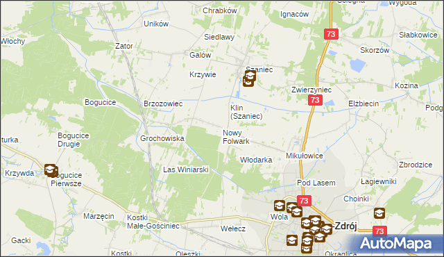 mapa Nowy Folwark gmina Busko-Zdrój, Nowy Folwark gmina Busko-Zdrój na mapie Targeo