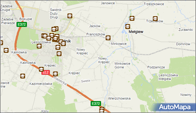 mapa Nowy Krępiec, Nowy Krępiec na mapie Targeo