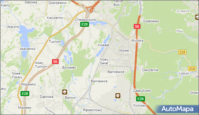 mapa Nowy Świat gmina Żukowo, Nowy Świat gmina Żukowo na mapie Targeo