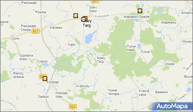 mapa Nowy Targ gmina Stary Targ, Nowy Targ gmina Stary Targ na mapie Targeo