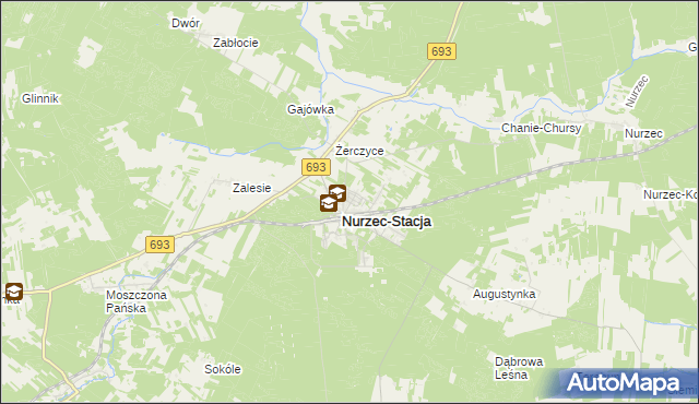 mapa Nurzec-Stacja, Nurzec-Stacja na mapie Targeo