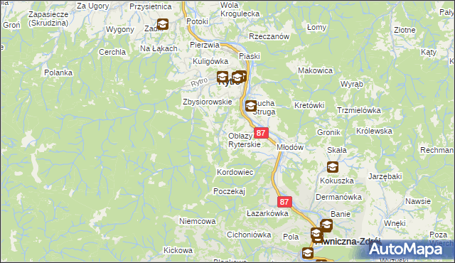 mapa Obłazy Ryterskie, Obłazy Ryterskie na mapie Targeo