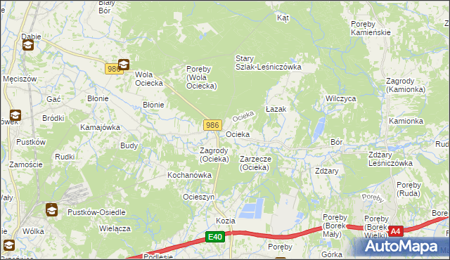 mapa Ocieka, Ocieka na mapie Targeo