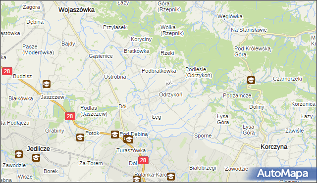 mapa Odrzykoń, Odrzykoń na mapie Targeo