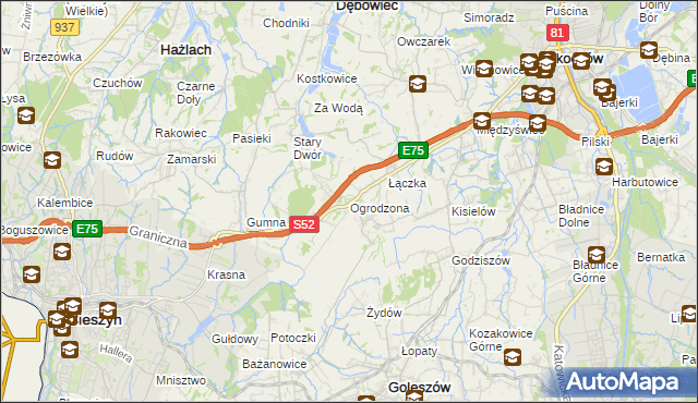 mapa Ogrodzona gmina Dębowiec, Ogrodzona gmina Dębowiec na mapie Targeo