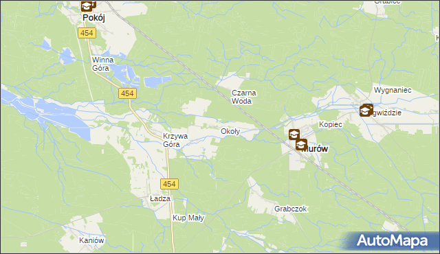 mapa Okoły gmina Murów, Okoły gmina Murów na mapie Targeo