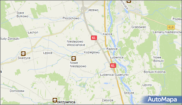 mapa Olbrachcice gmina Pokrzywnica, Olbrachcice gmina Pokrzywnica na mapie Targeo