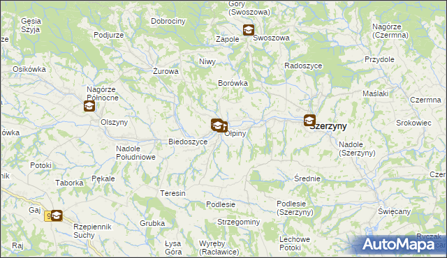 mapa Ołpiny, Ołpiny na mapie Targeo