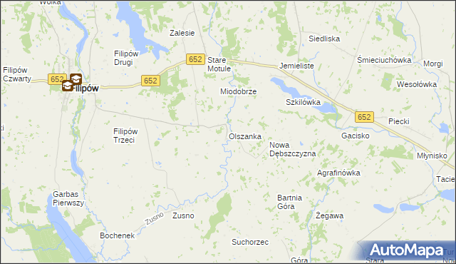 mapa Olszanka gmina Filipów, Olszanka gmina Filipów na mapie Targeo
