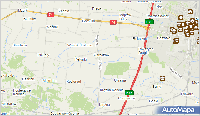 mapa Oprzężów Kolonia, Oprzężów Kolonia na mapie Targeo