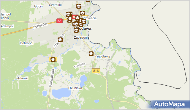 mapa Orchówek gmina Włodawa, Orchówek gmina Włodawa na mapie Targeo
