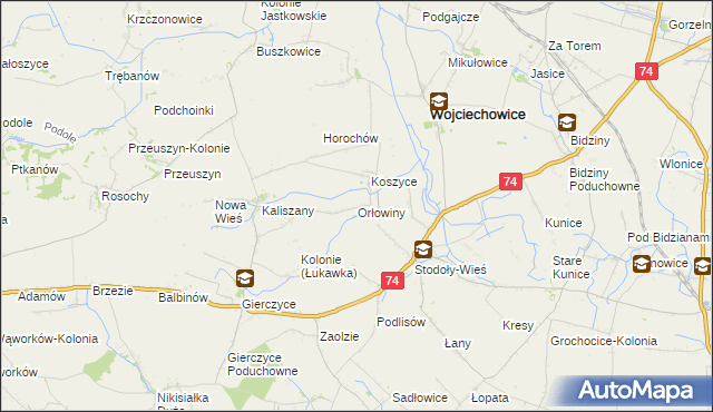 mapa Orłowiny, Orłowiny na mapie Targeo