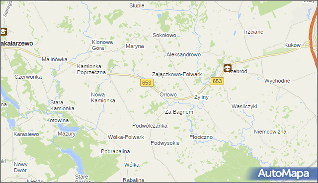 mapa Orłowo gmina Bakałarzewo, Orłowo gmina Bakałarzewo na mapie Targeo