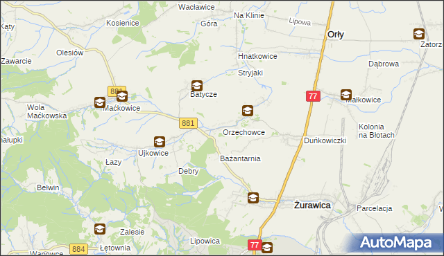 mapa Orzechowce, Orzechowce na mapie Targeo