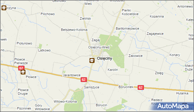 mapa Osięciny, Osięciny na mapie Targeo