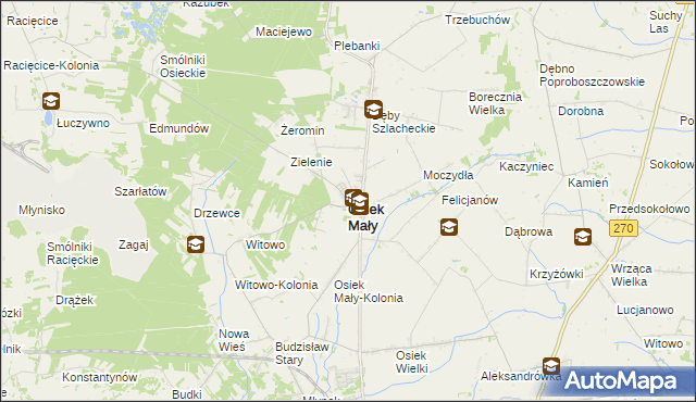 mapa Osiek Mały powiat kolski, Osiek Mały powiat kolski na mapie Targeo