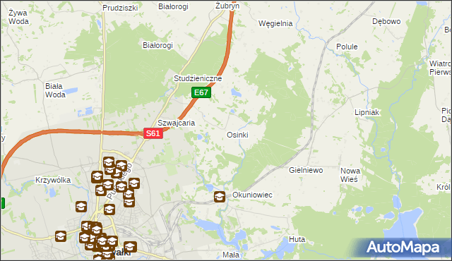 mapa Osinki gmina Suwałki, Osinki gmina Suwałki na mapie Targeo