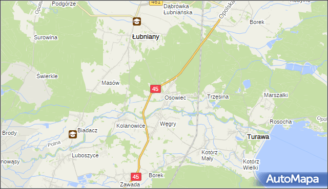 mapa Osowiec gmina Turawa, Osowiec gmina Turawa na mapie Targeo