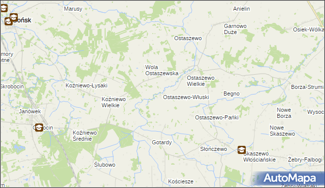 mapa Ostaszewo-Włuski, Ostaszewo-Włuski na mapie Targeo