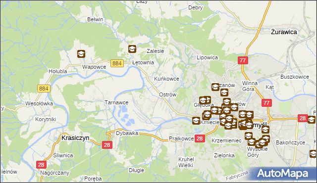 mapa Ostrów gmina Przemyśl, Ostrów gmina Przemyśl na mapie Targeo