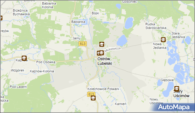 mapa Ostrów Lubelski, Ostrów Lubelski na mapie Targeo