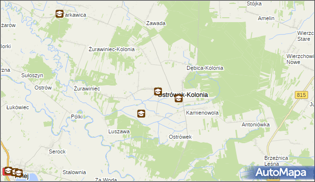 mapa Ostrówek-Kolonia gmina Ostrówek, Ostrówek-Kolonia gmina Ostrówek na mapie Targeo