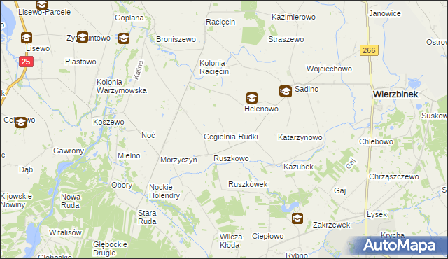 mapa Pagórki gmina Wierzbinek, Pagórki gmina Wierzbinek na mapie Targeo