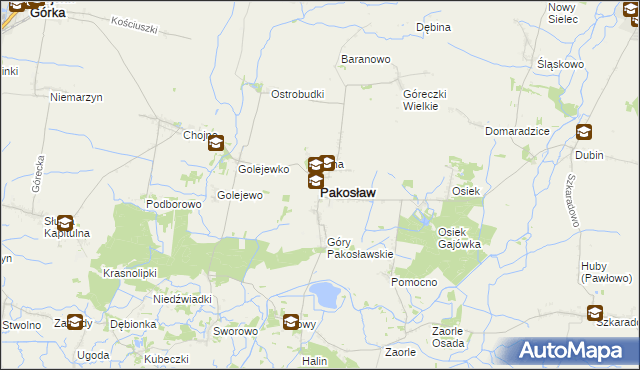 mapa Pakosław powiat rawicki, Pakosław powiat rawicki na mapie Targeo