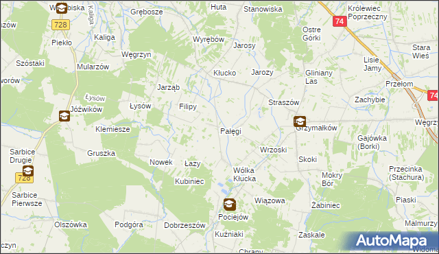 mapa Pałęgi, Pałęgi na mapie Targeo