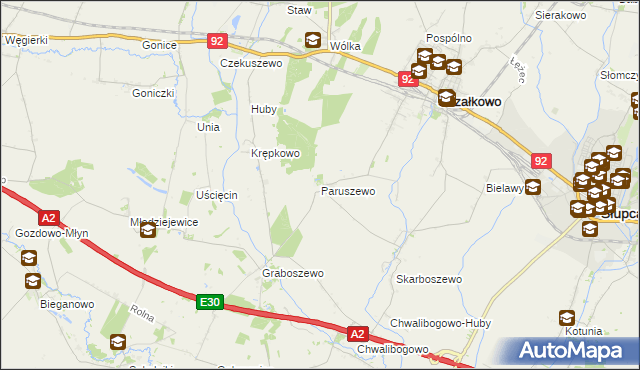 mapa Paruszewo, Paruszewo na mapie Targeo