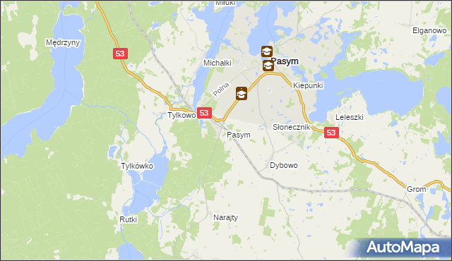 mapa Pasym powiat szczycieński, Pasym powiat szczycieński na mapie Targeo